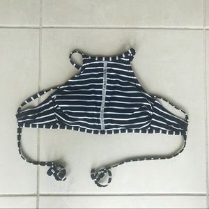 Halter High Neck Stripped Bikini Top